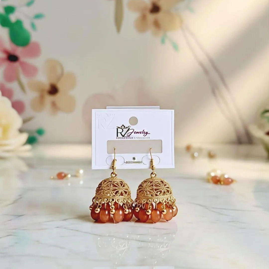 Turkish Elegant Orangish Beats Jhumkas