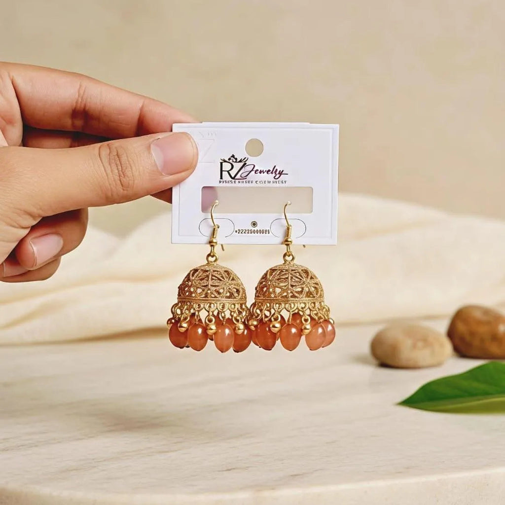 Turkish Elegant Orangish Beats Jhumkas