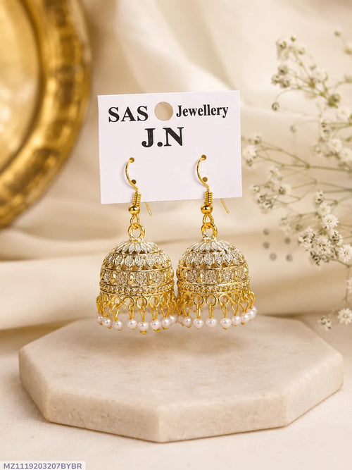 Turkish Gold Plated Crystal Jhumka Earrings