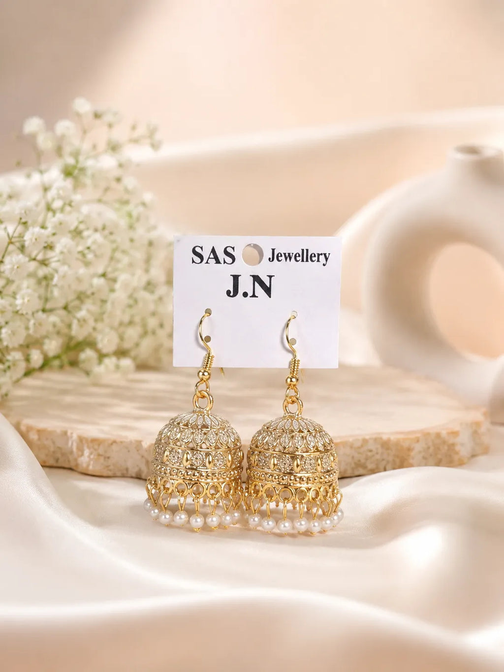 Turkish Gold Plated Crystal Jhumka Earrings