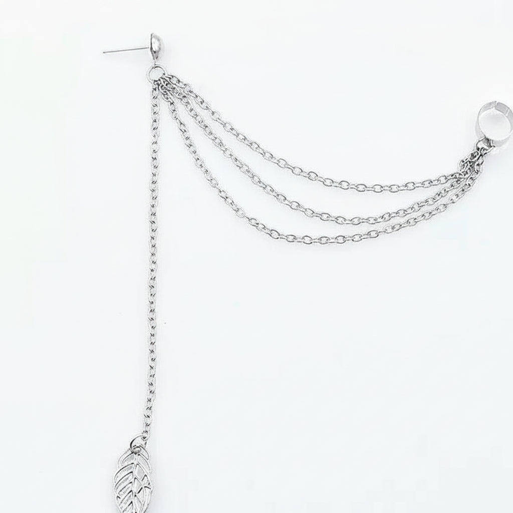 Leaf Chain Ear Cuff Earrings