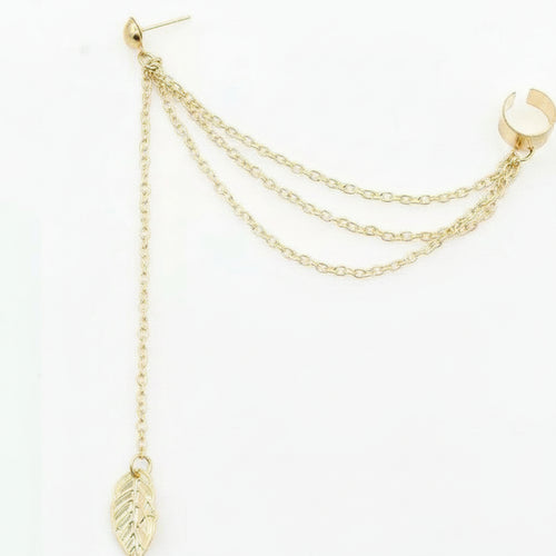 Leaf Chain Ear Cuff Earrings