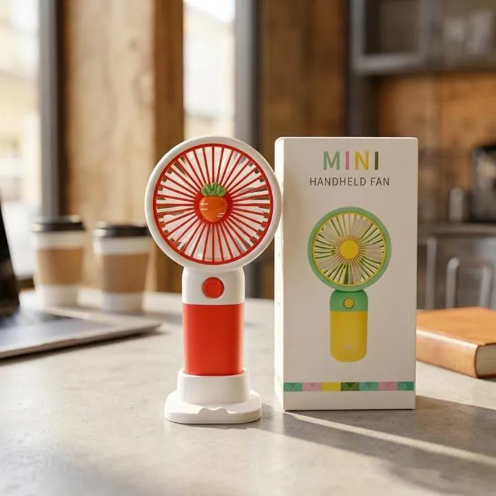 Mini Handheld Fan with Carrot Accent, Portable & Lightweight Cooling Device