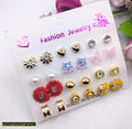 Artificial Stone Ear Studs 12 Pairs