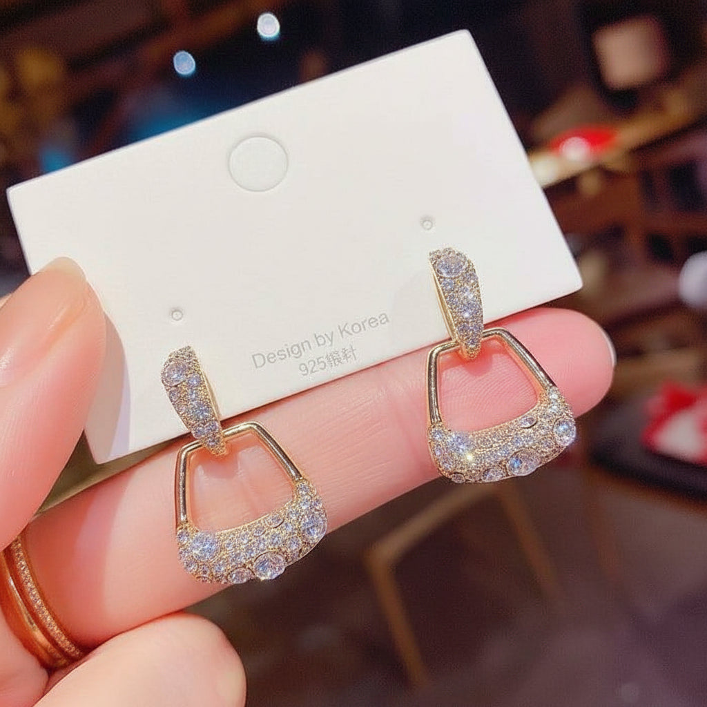 Golden Geometric Drop Earrings