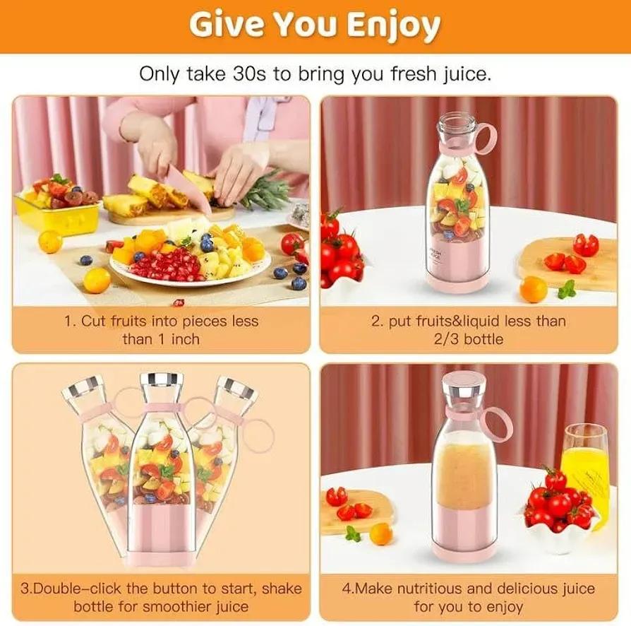 MK Mini Portable Blender — USB Rechargeable Smoothie Maker
